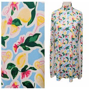 San Soleil Womens Sz L Citrus Lemon Martini 1/4 Zip UPF 50 Golf Tennis L/S Top